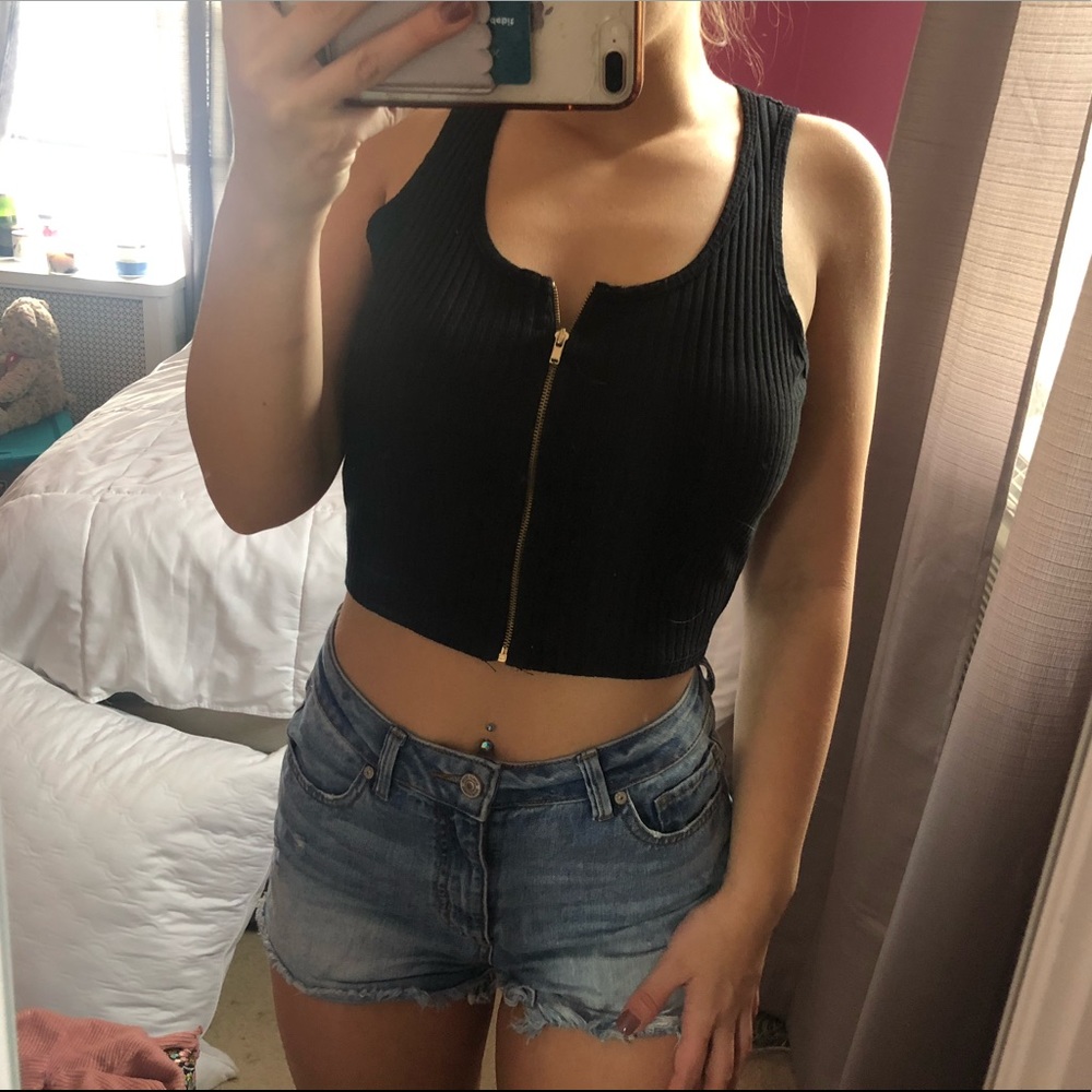 Fashion Nova zip up crop top
